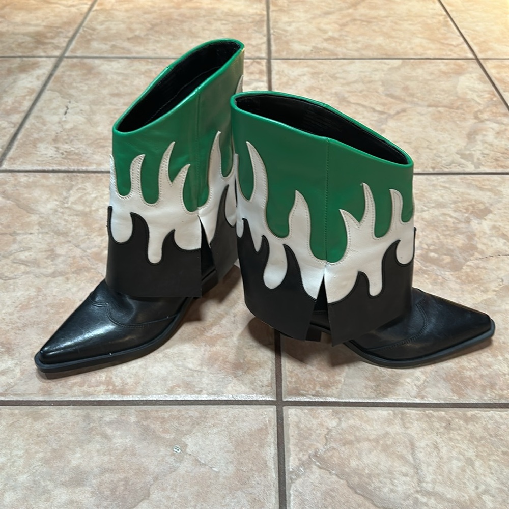 Gianni Bini Conley Flame Leather Western Boots